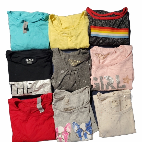 Girls bundle of (11) top tshirts & shirts size 10